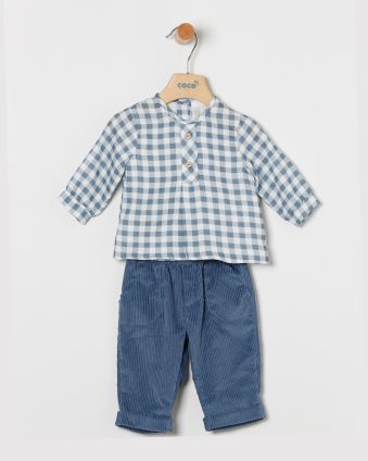 Conjunto de niño con pantalón largo en color azul.Coco-acqua.