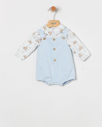 Conjunto de niño con peto en color azul.Coco-acqua.