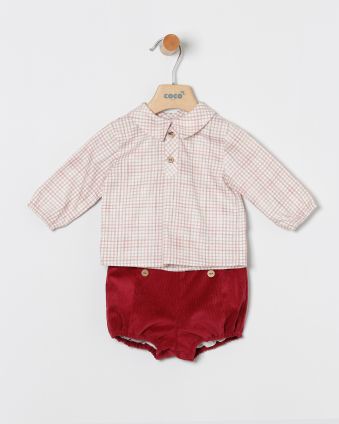 Conjunto de niño en color burdeos.Coco-acqua.