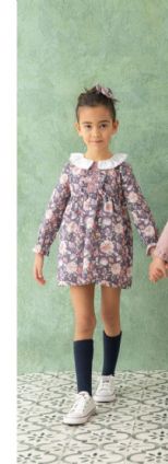 Vestido infantil con florecitas en color rosa .Basmarti.