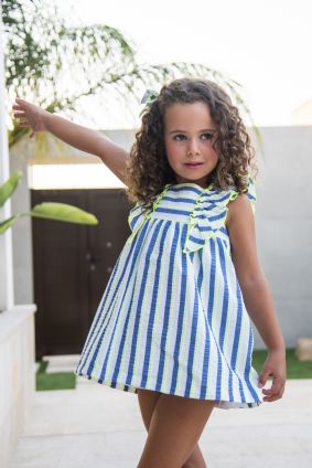 Vestido infantil de rayas en color azul.Daniesty.