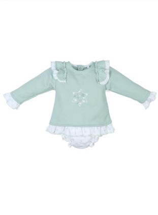 Conjunto de niña en color verde con  estrellas.