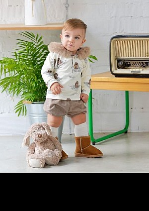 Conjunto de niño con focas en color crudo.Pequeños Piratas.