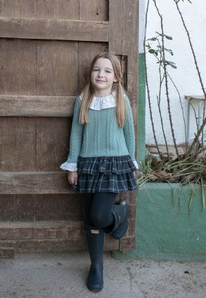 Vestido en color verde con cuadros.Coco-acqua.