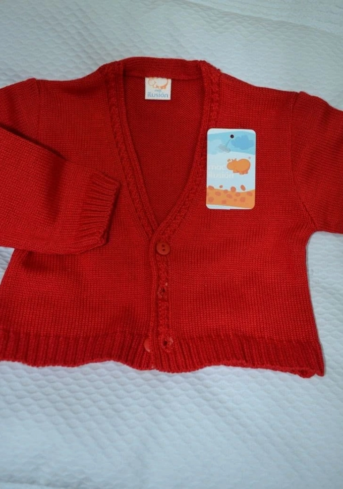Chaqueta niño perlé roja.