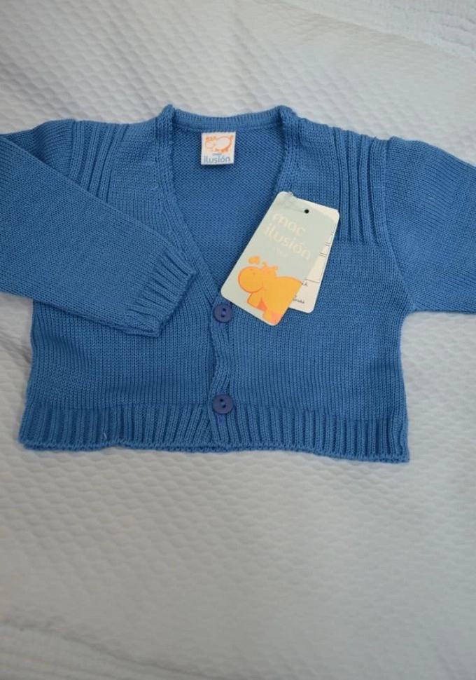 Chaqueta perlé niño en azulón.