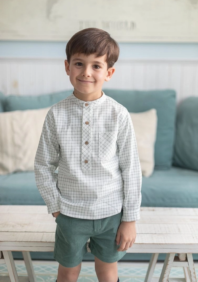 Conjunto de niño de cuadros en color verde.Coco-aqua.