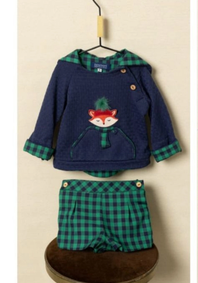 Conjunto de niño en color azul con un zorro.Basmarti.