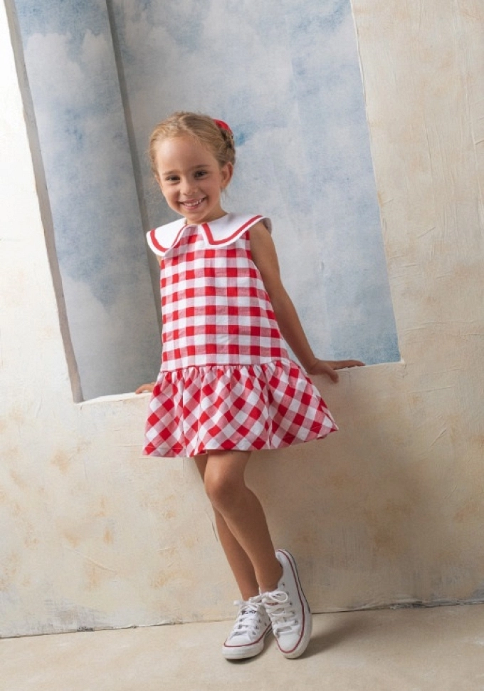 Vestido de cuadros en color rojo.Basmarti Vestido de cuadros en color rojo.Basmarti